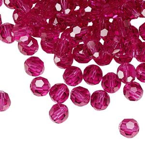 Bead 24pk fuchsia, Preciosa Czech crystal 6mm round
