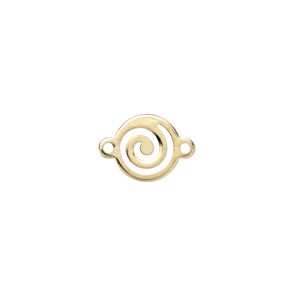 Link, gold-plated brass, 10mm swirl round. Sold per pkg of 100.