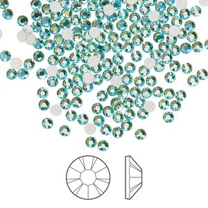 Flat back 1440pk Caribbean Sea AB foil back, Preciosa MAXIMA Czech crystal hotfix rhinestone 2.3-2.5mm chaton rose round SS8