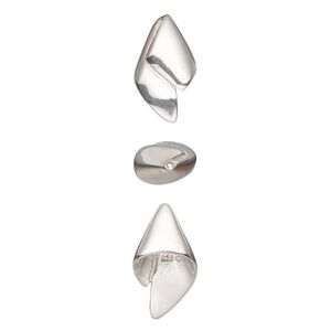 Bead cap, Amoracast&reg;, sterling silver, 15x8mm fortune left, fits 4-6mm bead, for use with 25-32 gauge wire. Sold individually.