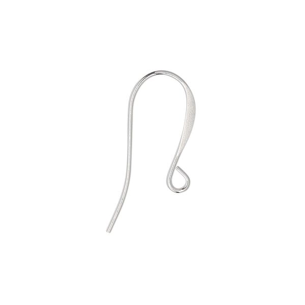 Ear wire fishhook 1pkg20 silver-plated, 18mm flat / open loop, 21 gauge brass 10 pair image number 0
