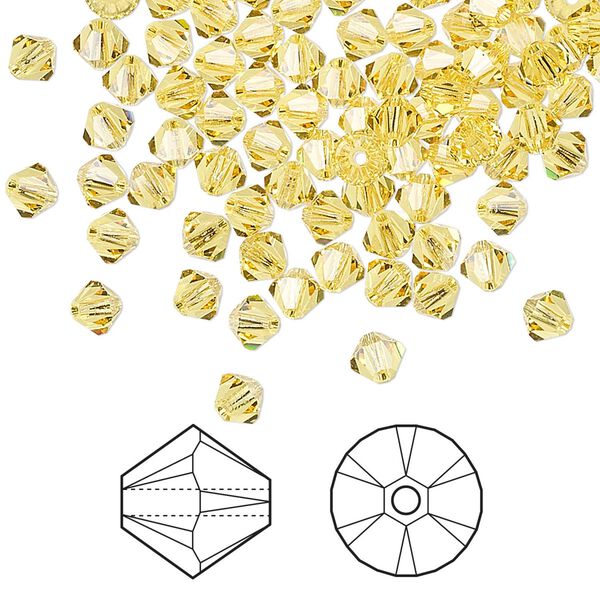 Bead 1440pk light topaz, Swarovski&reg; 4mm XILION bicone 5328 image number 0