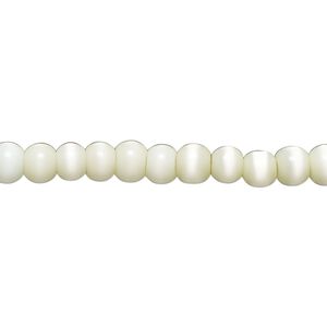 Bead, cat's eye glass (fiber optic glass), pale sea green, 4-6mm round. Sold per 14-inch strand, approximately 90 beads.