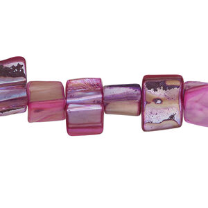 Mother-of-pearl shell 1pkg1, triangle tube bead 12 inch dark purple / pink 8x5mm-14x8mm