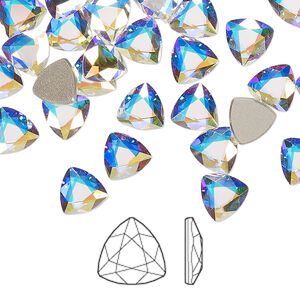 Flat back 144pk crystal AB foil back, Swarovski&reg; 7mm trilliant 2472