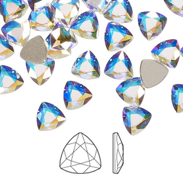 Flat back 144pk crystal AB foil back, Swarovski&reg; 7mm trilliant 2472 image number 0