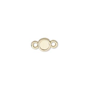 Link, Almost Instant Jewelry&reg;, gold-plated "pewter" (zinc-based alloy), 7mm flat round with SS20 rose setting. Sold per pkg of 2.