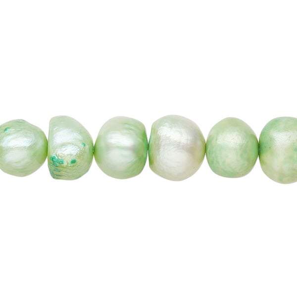 Freshwater pearl 1pkg1, semi-round, 15 inch spring green 8-12mm cultured image number 0