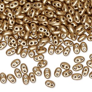 Seed bead, Preciosa Twin&trade; Czech glass, pkg/250g, 5x2.5mm oval, opaque gold gold, (01710).