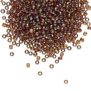 Seed bead, TOHO BEADS&reg;, glass, pkg/7.5g, #11 round, translucent rainbow smoky topaz (TR-11-177).