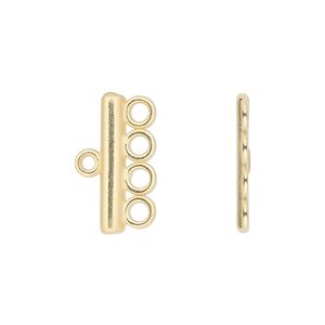 End bar 1pkg2 gold-plated pewter, 19.5x3.5mm / 1sided / 4 loops, JBB Findings