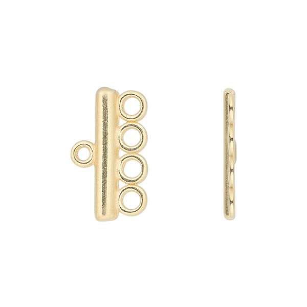 End bar 1pkg2 gold-plated pewter, 19.5x3.5mm / 1sided / 4 loops, JBB Findings image number 0