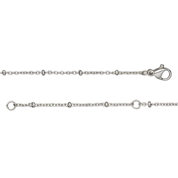 Chain 1pkg1 cable, 1.4mm / 2.2x1mm rondelle / lobster claw clasp, stainless steel 18 & 20 inch image number 0
