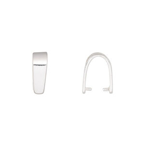 Bail, ice-pick, sterling silver, 13x5mm plain, 9mm grip length. Sold per pkg of 2.