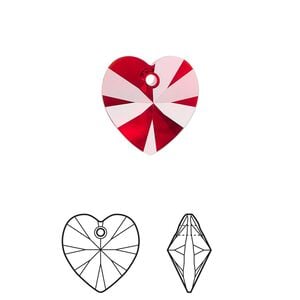 Drop 24pk Siam, Crystal Passions&reg; 14mm pendant heart 6228