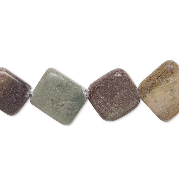 Mocha mint "jasper" 1pkg1, rounded flat diamond bead natural 15 inch 12-16mm image number 0