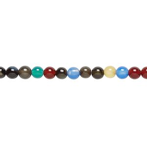 Agate 1pkg1, round bead 15.5-16 inch 4mm