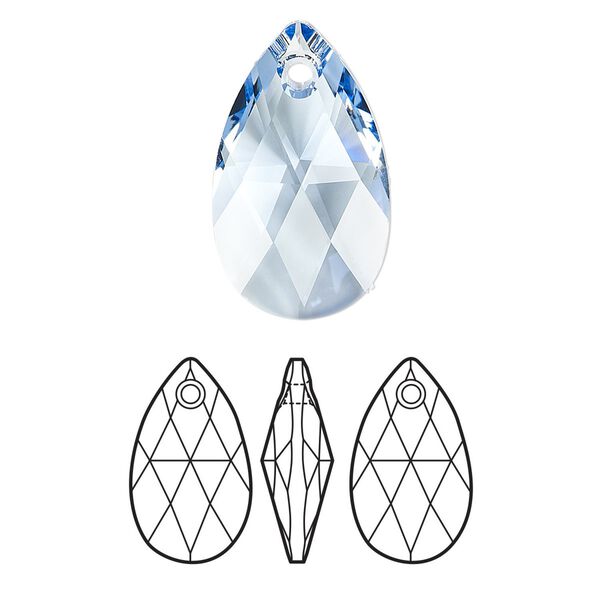Drop 1pk light sapphire, Crystal Passions&reg; 22x13mm pendant pear 6106 image number 0