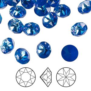 Chaton 6pk crystal royal blue DeLite, Crystal Passions&reg; 8.16-8.41mm round SS39 1088
