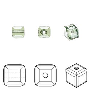 Bead 48pk peridot, Crystal Passions&reg; 6mm cube 5601