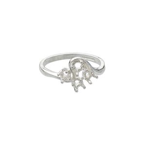 Ring, Sure-Set&trade;, sterling silver, smooth band with (3) 3mm and (1) 3.5mm faceted round settings, size 7. Sold individually.