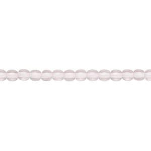 Bead, Czech glass druk, transparent pink, 4mm round with 0.8-1mm hole. Sold per 15-1/2" to 16" strand.