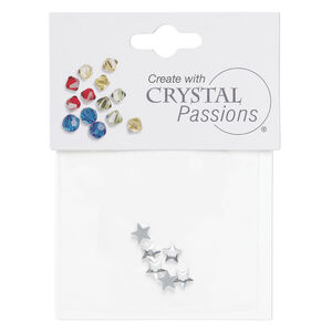 Flat back 1pkg6 crystal clear foil back, Crystal Passions&reg; rhinestone 5mm star 2817