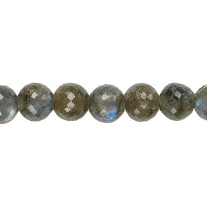 Labradorite 1pkg10, hand-cut faceted round bead natural 8mm