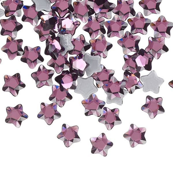 Flat back 360pk amethyst foil back, Swarovski&reg; hotfix 6mm star flower 2754 image number 0