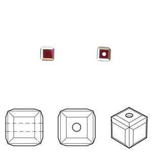 Bead 12pk Siam AB, Crystal Passions&reg; 4mm cube 5601