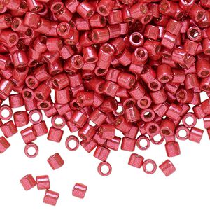 Seed bead, Delica&reg; 1pkg250g glass, #8 round, Duracoat&reg; opaque galvanized light cranberry / outside dyed (DBL-1841)