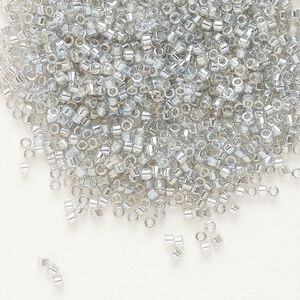 Seed bead, Delica&reg;, glass, pkg/250g, #11 round, translucent gold luster silver grey (DB-0114).