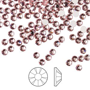Flat back 144pk light rose foil back, Preciosa MAXIMA Czech crystal rhinestone 3-3.2mm chaton rose round SS12