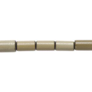Bead, cat's eye glass (fiber optic glass), camo, 9x5mm-9x6mm round tube. Sold per 15-inch strand.