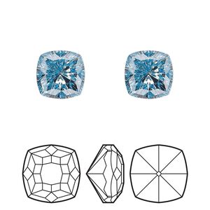 Fancy stone 48pk aquamarine foil back, Swarovski&reg; 10mm magical square 4460