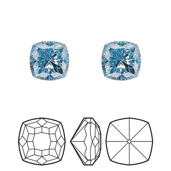 Fancy stone 48pk aquamarine foil back, Swarovski&reg; 10mm magical square 4460 image number 0