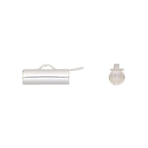 End bar 1pkg1 sterling silver, 14x5mm round tube / fold-in ends / 4mm inside diameter, 1-strand