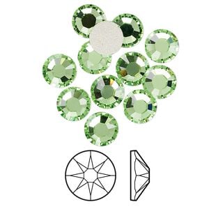 Flat back 12pk peridot foil back, Crystal Passions&reg; 7.07-7.27mm rose round SS34 2088
