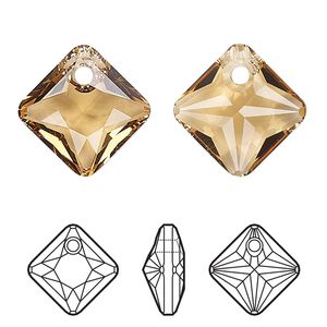 Drop 4pk light Colorado topaz, Crystal Passions&reg; 9mm pendant princess cut 6431