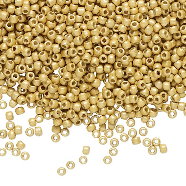 Seed bead, TOHO BEADS&reg;, glass, pkg/250g, #11 round, opaque matte galvanized PermaFinish starlight (TR-11-PF557F). image number 0
