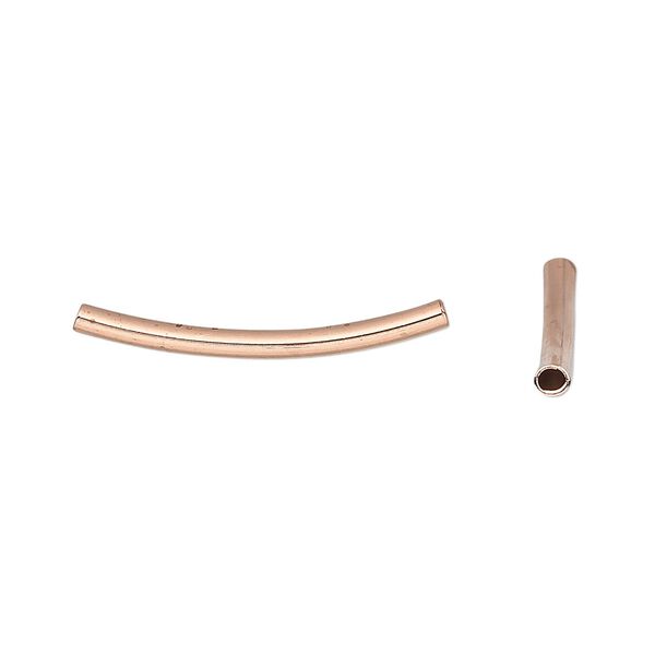 Bead 1pkg10 copper, 24x2mm curved tube image number 0