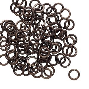 Jump ring 1pkg100 aluminum, 6mm round, 18 gauge / 4.2mm inside diameter / brown