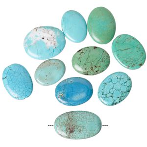 Magnesite 1pkg10, puffed oval bead mix 34x25mm-50x35mm