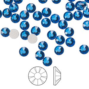 Flat back 1440pk Capri blue foil back, Preciosa MAXIMA Czech crystal hotfix rhinestone 4.6-4.8mm chaton rose round SS20