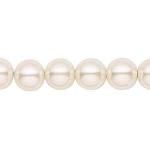 Hemalyke&trade; 1pkg1, pearlescent ivory, round bead 15.5-16 inch 10mm