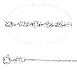 Chain 1pkg1 sterling silver rope, 1mm / springring clasp, Gossamer&trade; 18 inch