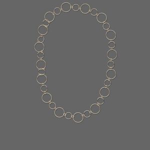 Necklace, 14Kt gold-filled, 21mm textured round and 14mm smooth round linked with 6x4 smooth oval, 24-inch continuous loop. Sold individually.