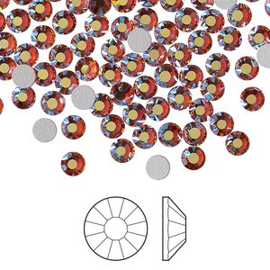 Flat back 144pk rose peach AB foil back, Preciosa VIVA 12&reg; Czech crystal rhinestone 3.8-4mm chaton rose round SS16