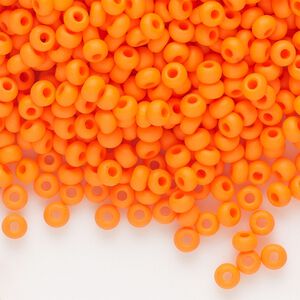 Seed bead, Preciosa Ornela Czech glass, pkg/50g, #8 rocaille, opaque matte orange, (93140).