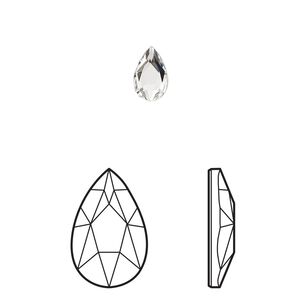 Flat back 6pk crystal foil back, Crystal Passions&reg; 8x5mm pear 2303